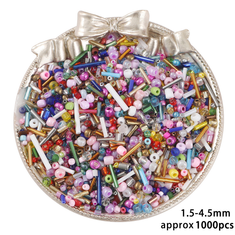 30g Mixed Color Diy Glass Rice Beads Tube Hand-beaded Loose Braided Bracelet Ring
