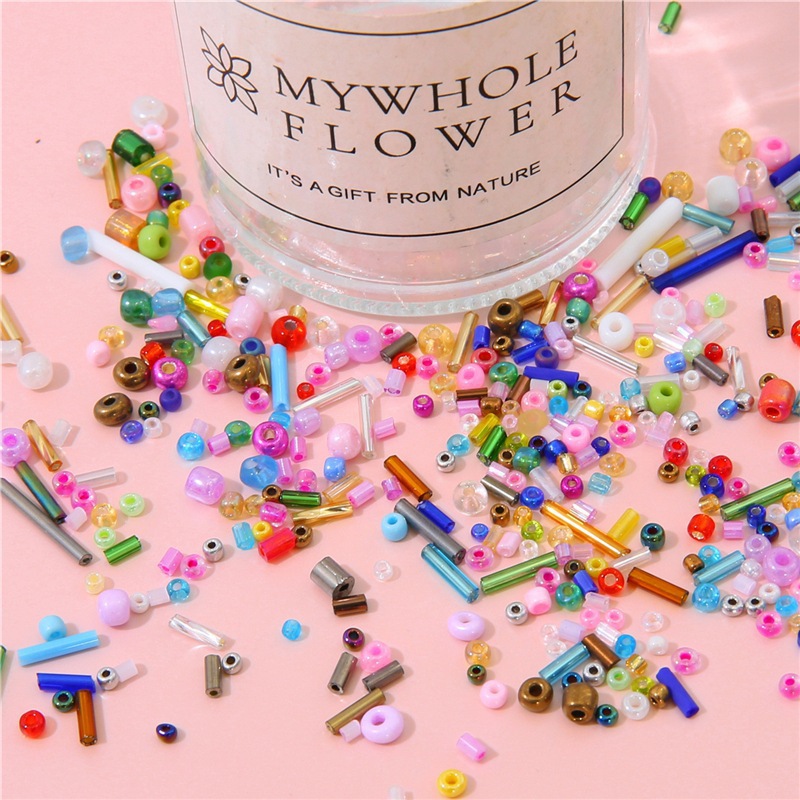 30g Mixed Color Diy Glass Rice Beads Tube Hand-beaded Loose Braided Bracelet Ring