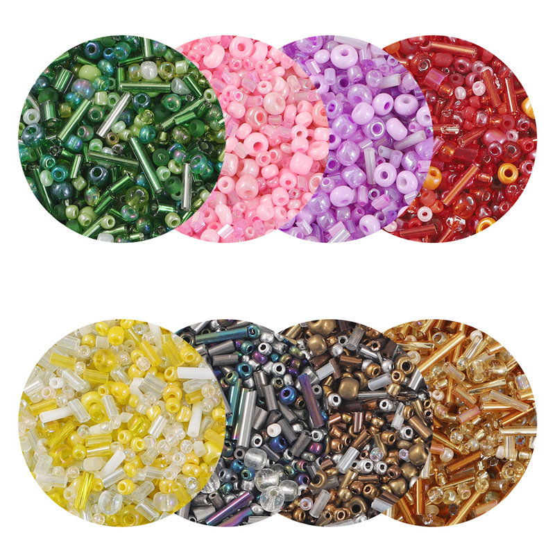30g Mixed Color Diy Glass Rice Beads Tube Hand-beaded Loose Braided Bracelet Ring