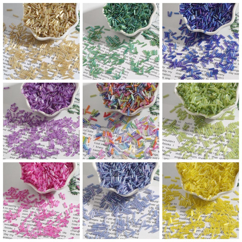 2*7mm Colored Glass Rice Beads Tube Handmade Diy Beaded Jewelry Accessories Loose Making