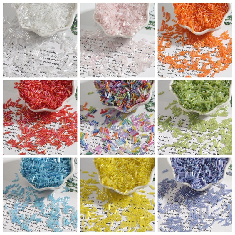 2*7mm Colored Glass Rice Beads Tube Handmade Diy Beaded Jewelry Accessories Loose Making