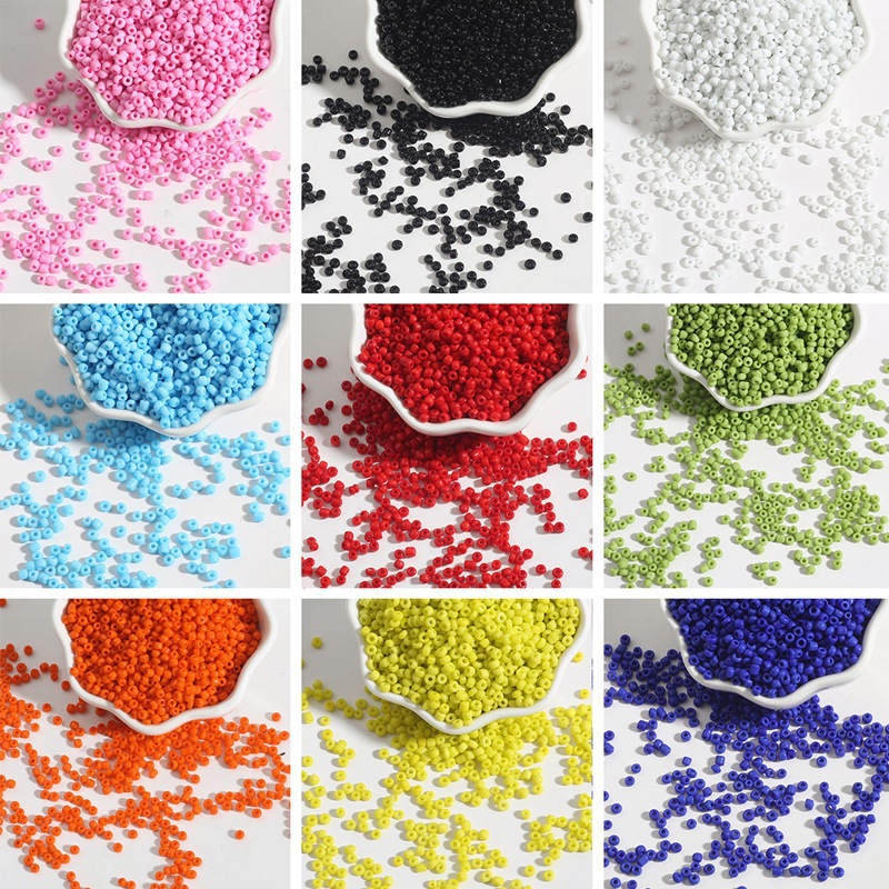 2-4mm Solid Color Rice Beads Glass Loose Handmade Diy Material Jewelry Accessories