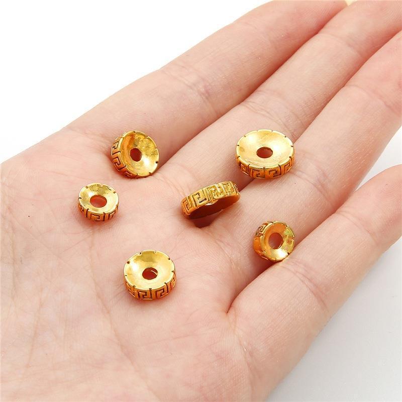 Diy Hand String Cultural Gold Separator with Pattern Ancient Method 24k Spacer Copper