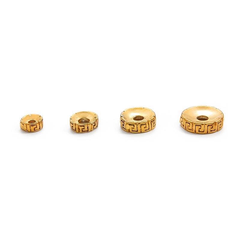 Diy Hand String Cultural Gold Separator with Pattern Ancient Method 24k Spacer Copper