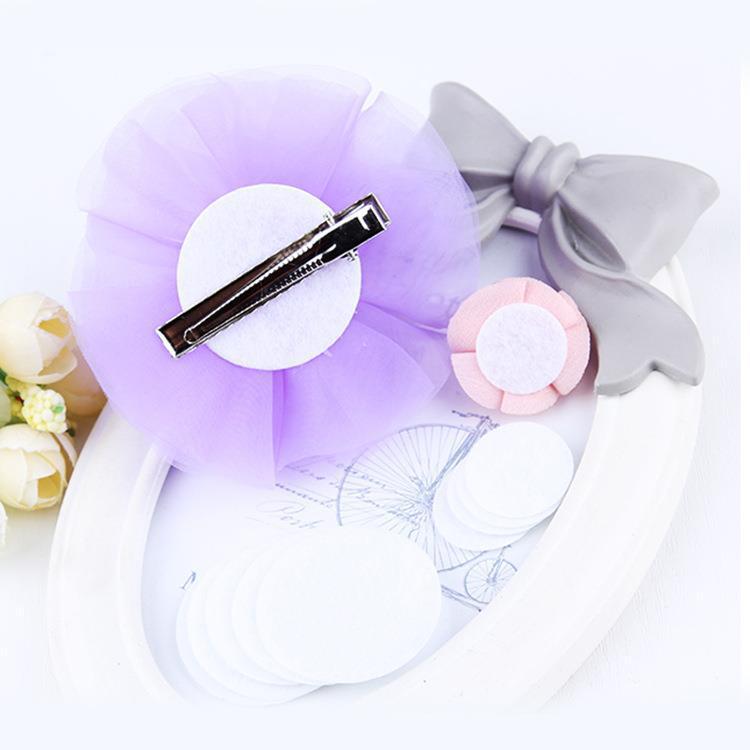 Diy Non-woven Round Hair Rope Cushion Clips Handmade Bottom Accessories Ribbon Bow
