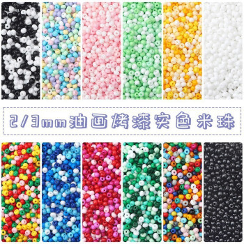 2/3mm High Quality Oil Painting Solid Color Paint Glass Rice Beads Diy Material Handmade