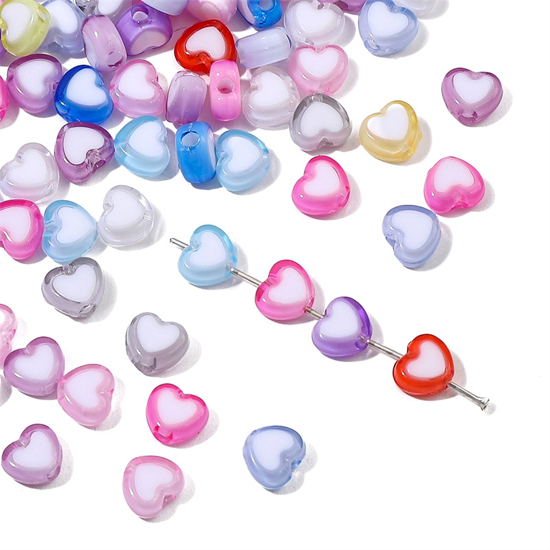 Acrylic Two-color Beads Love Loose Bracelet Necklace Handmade Diy Beaded Jewelry