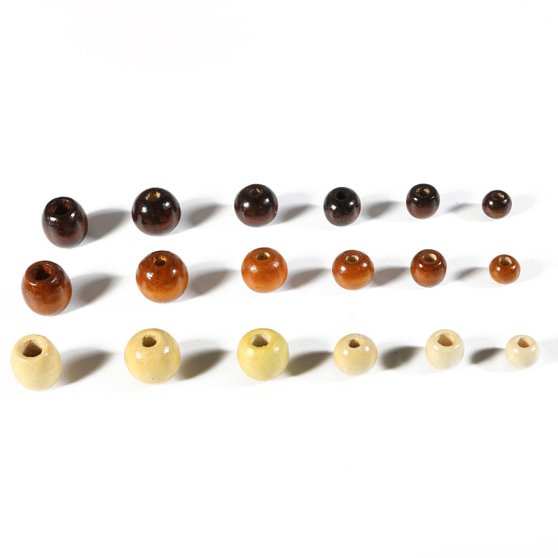 Large Hole Wood Beads Coffee Color Loose Bead Accessories Braided Handmade Beaded Jewelry