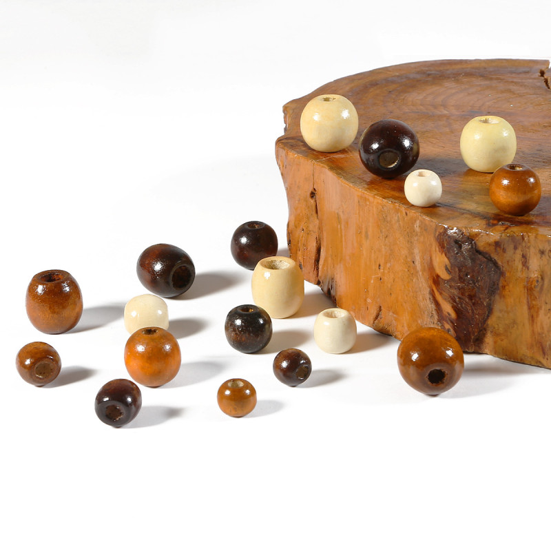 Large Hole Wood Beads Coffee Color Loose Bead Accessories Braided Handmade Beaded Jewelry