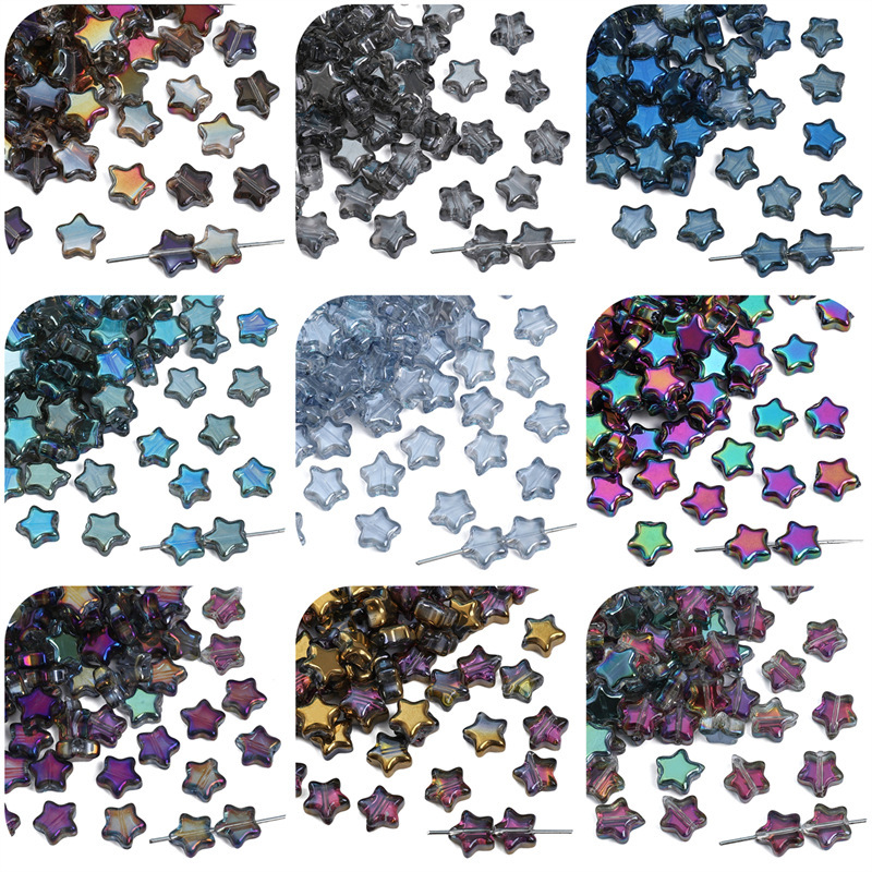 8mm Glass Plated Colorful Beads Five-pointed Star Scattered Handmade Diy Bracelet