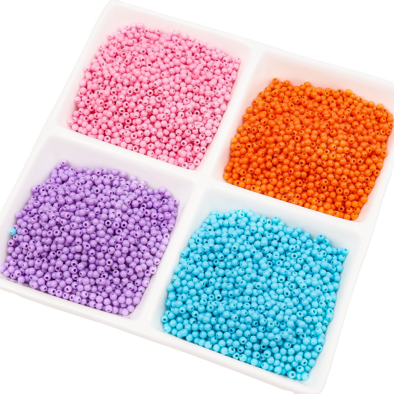 3/4mm Solid Color Acrylic Round Beads Children Diy Handmade Bracelet Material Accessories