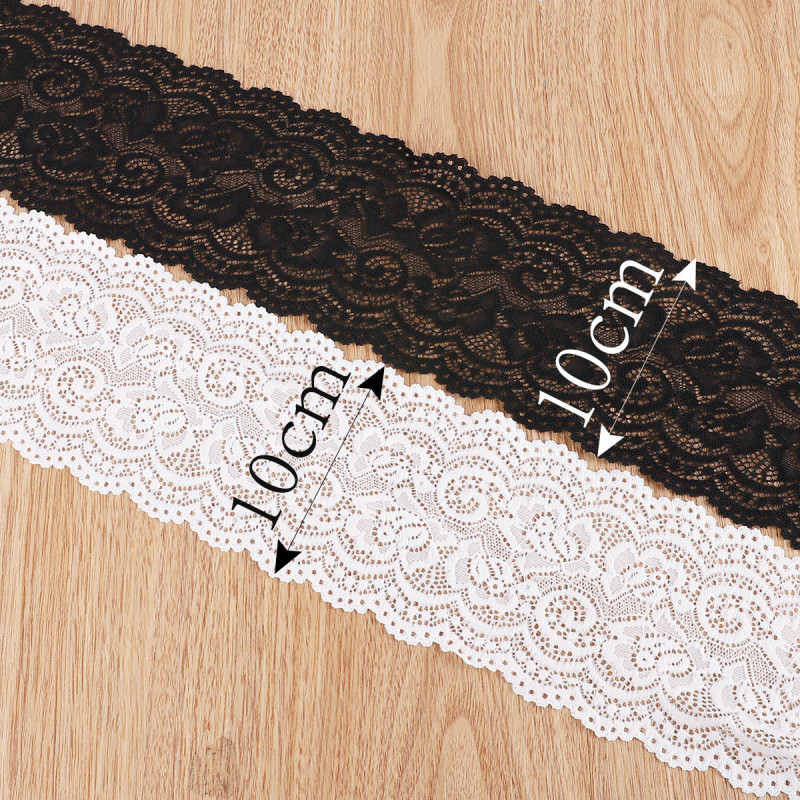 Black and White Elastic Lace Ribbon Handmade Diy Homemade Clothing Accessories Material