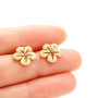New Fashion Temperament Stainless Steel Hollow Small Fresh Flowers Simple Earrings Ear