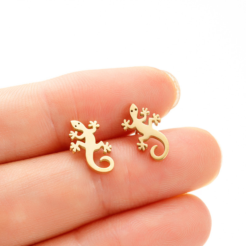 2025 Amazon New Stainless Steel Niche Cold Style Simple Personality Reptile Gecko Ear