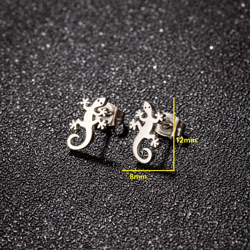 2025 Amazon New Stainless Steel Niche Cold Style Simple Personality Reptile Gecko Ear