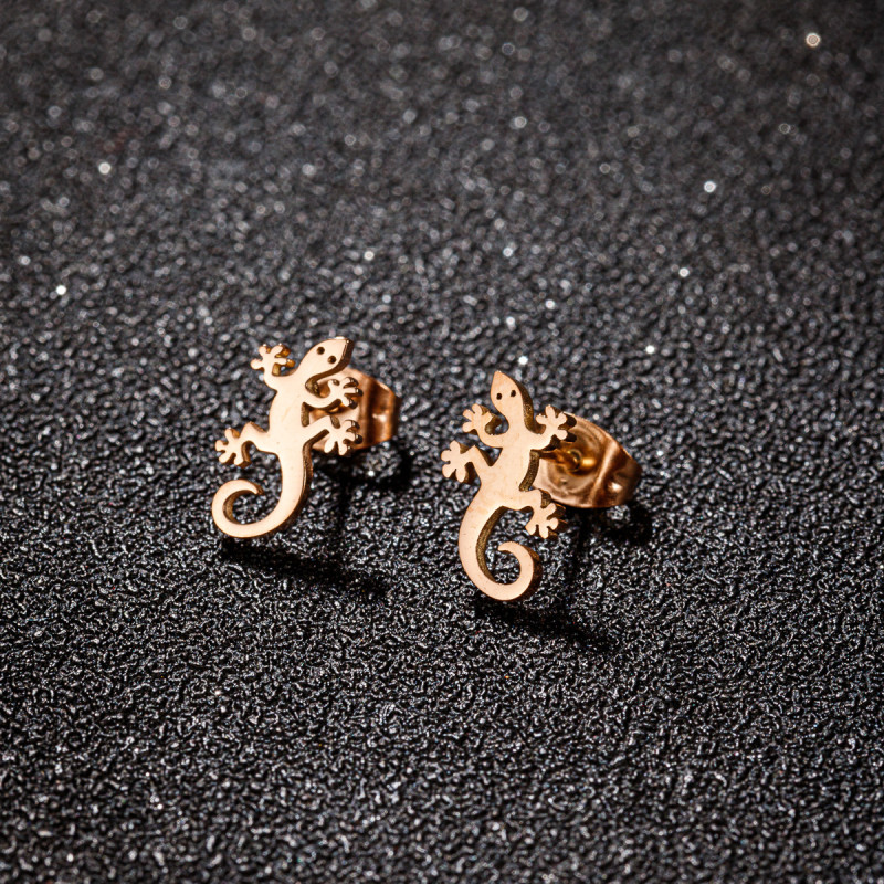 2025 Amazon New Stainless Steel Niche Cold Style Simple Personality Reptile Gecko Ear