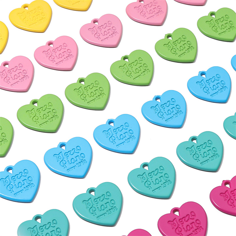 Acrylic English Love Tag Beads Peach Heart Diy Handmade Beaded Necklace Bracelet Material