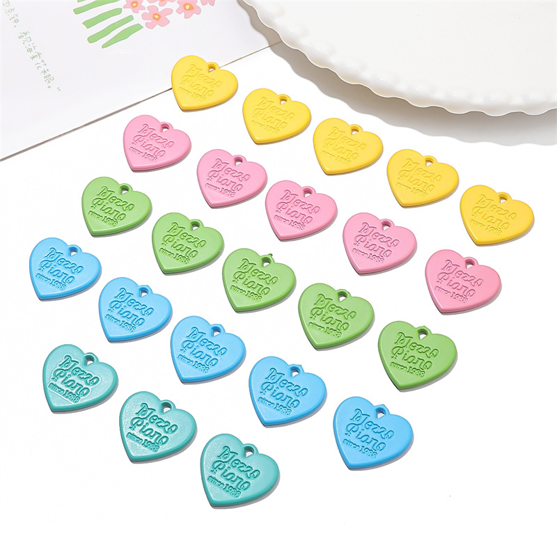 Acrylic English Love Tag Beads Peach Heart Diy Handmade Beaded Necklace Bracelet Material