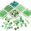 Glass Green Transparent Solid Color Round Beads Crystal Wheel Bamboo Handmade Diy
