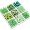 Glass Green Transparent Solid Color Round Beads Crystal Wheel Bamboo Handmade Diy