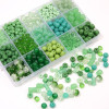Glass Green Transparent Solid Color Round Beads Crystal Wheel Bamboo Handmade Diy