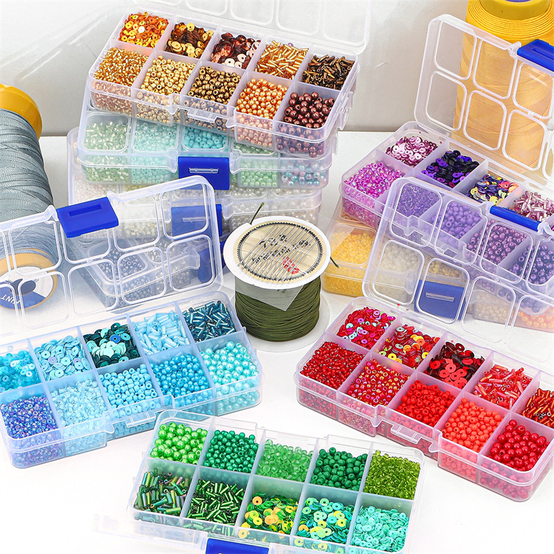 8/10/12/15 Grid Set Box Rice Beads Sequins Imitation Pearl Material Diy Handmade Necklace