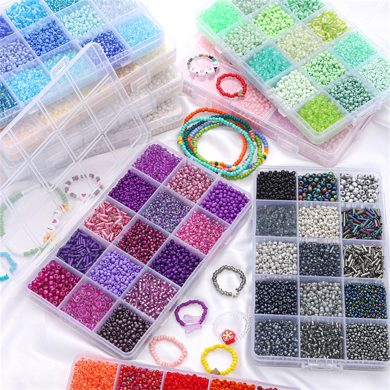 8/10/12/15 Grid Set Box Rice Beads Sequins Imitation Pearl Material Diy Handmade Necklace