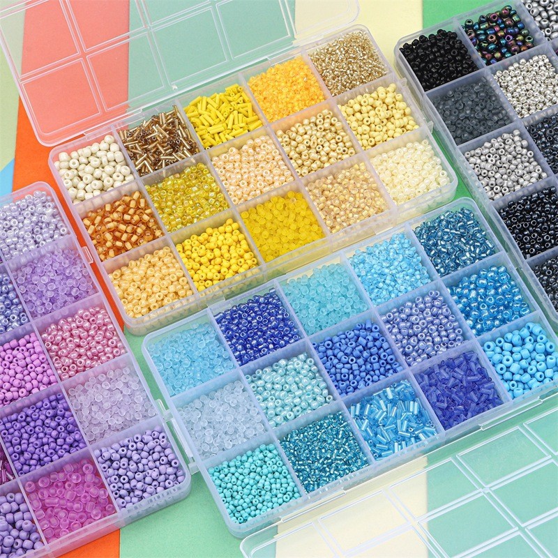 8/10/12/15 Grid Set Box Rice Beads Sequins Imitation Pearl Material Diy Handmade Necklace