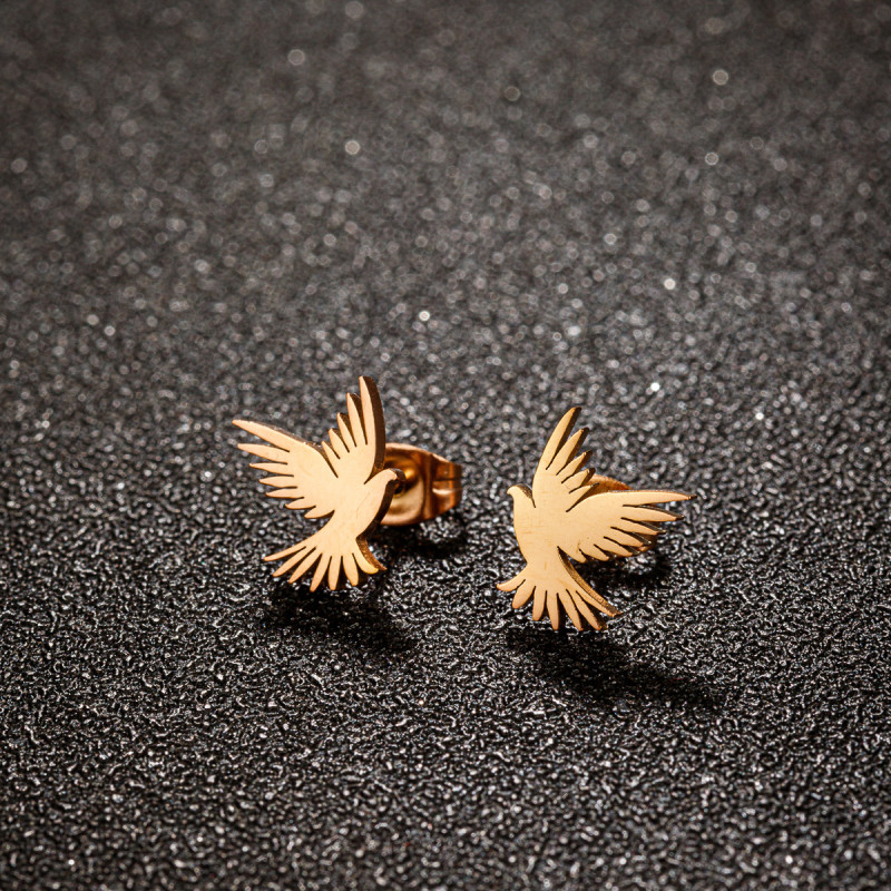 New Punk Style Series Hollow Eagle Earrings Personalized Retro Stainless Steel Bird