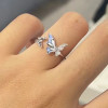 Blue Double Butterfly Open Ring, High-looking, New Style, Retro, Light, Luxurious