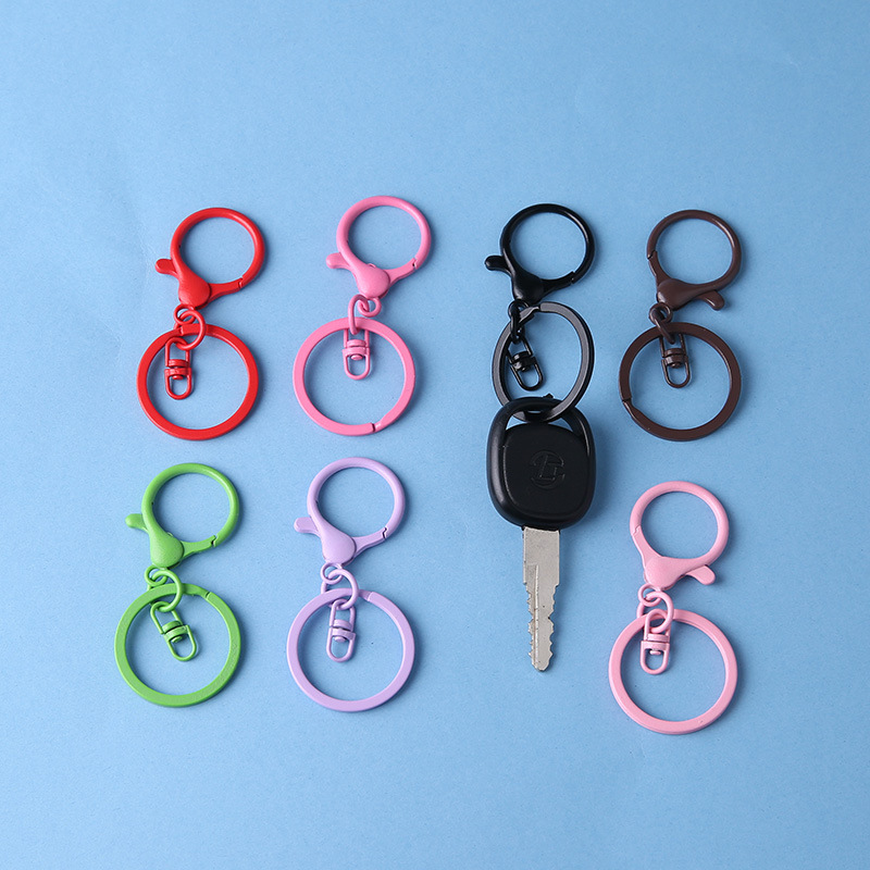 Colorful Alloy Painted Round Dragon Keychain Lobster Buckle Three-piece Set Creative Diy