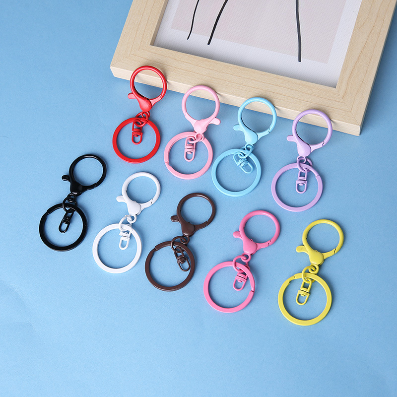 Colorful Alloy Painted Round Dragon Keychain Lobster Buckle Three-piece Set Creative Diy