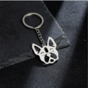 New Stainless Steel Small Animal Keychain Pendant Fashion Pet Pug School Bag Accessories