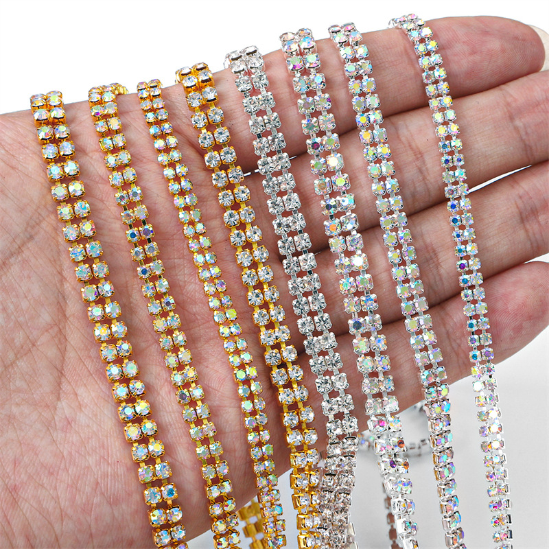 Rhinestone Claw Chain Pearl Gold and Silver Bottom Diamond Diy Handmade Necklace Hand