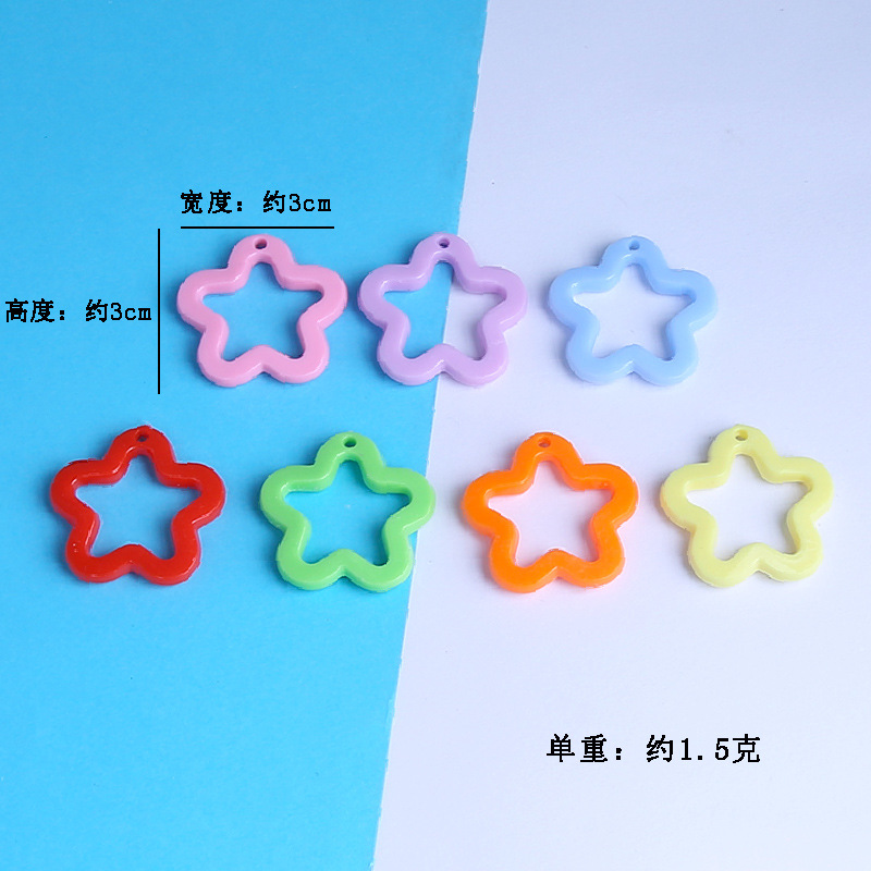Colorful Solid Color 30mm Acrylic Five-pointed Star Flower Plum Shape Diy Jewelry