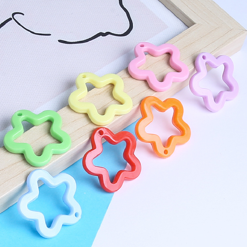 Colorful Solid Color 30mm Acrylic Five-pointed Star Flower Plum Shape Diy Jewelry