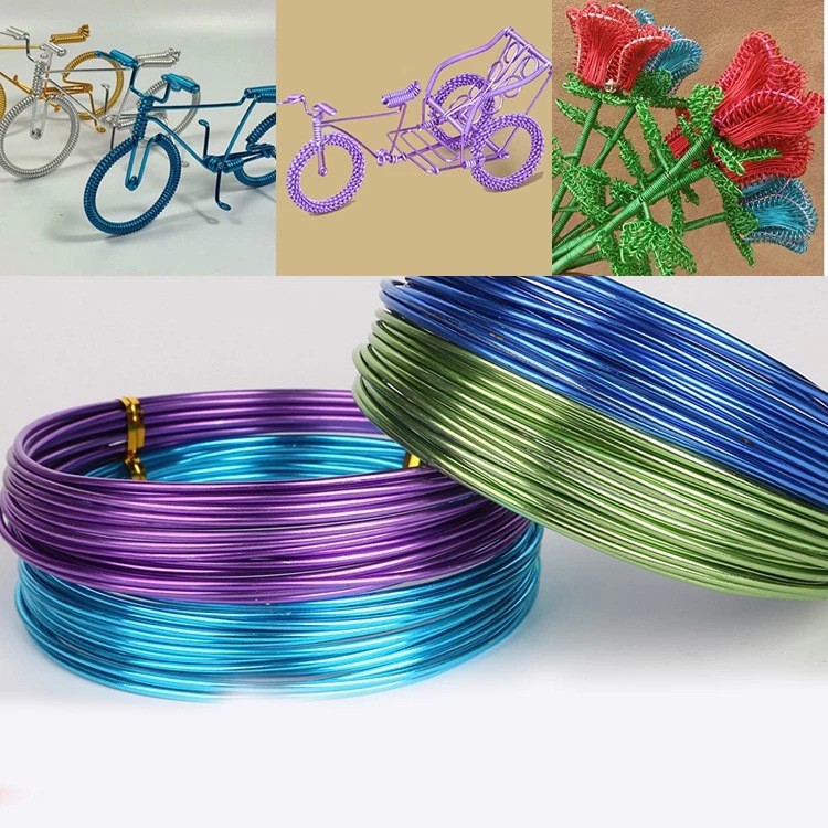 1mm-2.5mm Colorful Round Aluminum Wire Diy Handmade Material Soft Bicycle Crafts Ornaments