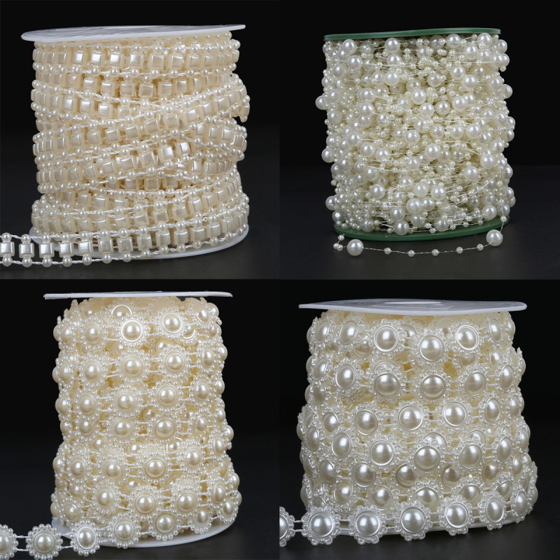 Large Roll Semicircle Pearls Double Line Beads Row Wedding Bead Chain Abs Pearl Diy