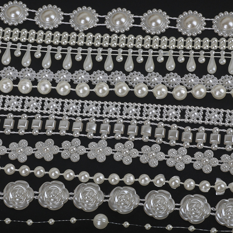 Large Roll Semicircle Pearls Double Line Beads Row Wedding Bead Chain Abs Pearl Diy
