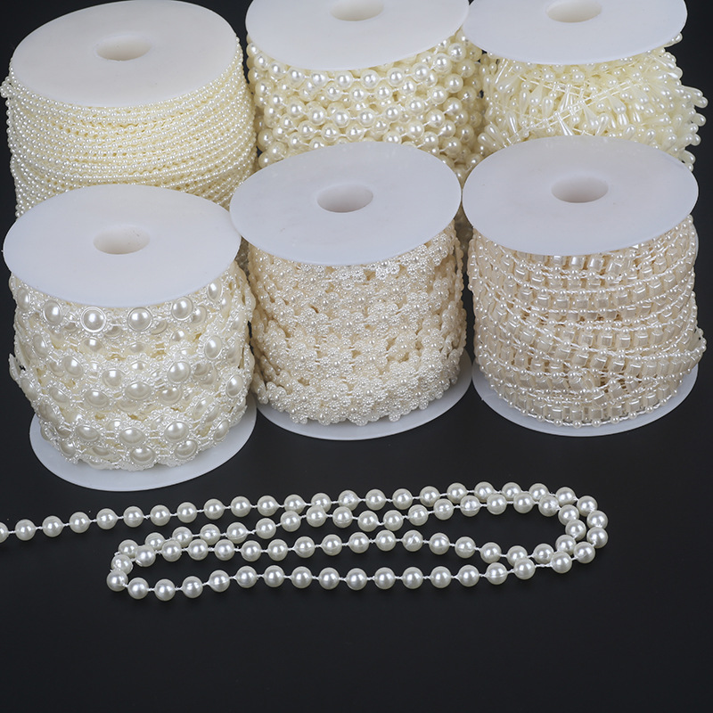 Large Roll Semicircle Pearls Double Line Beads Row Wedding Bead Chain Abs Pearl Diy