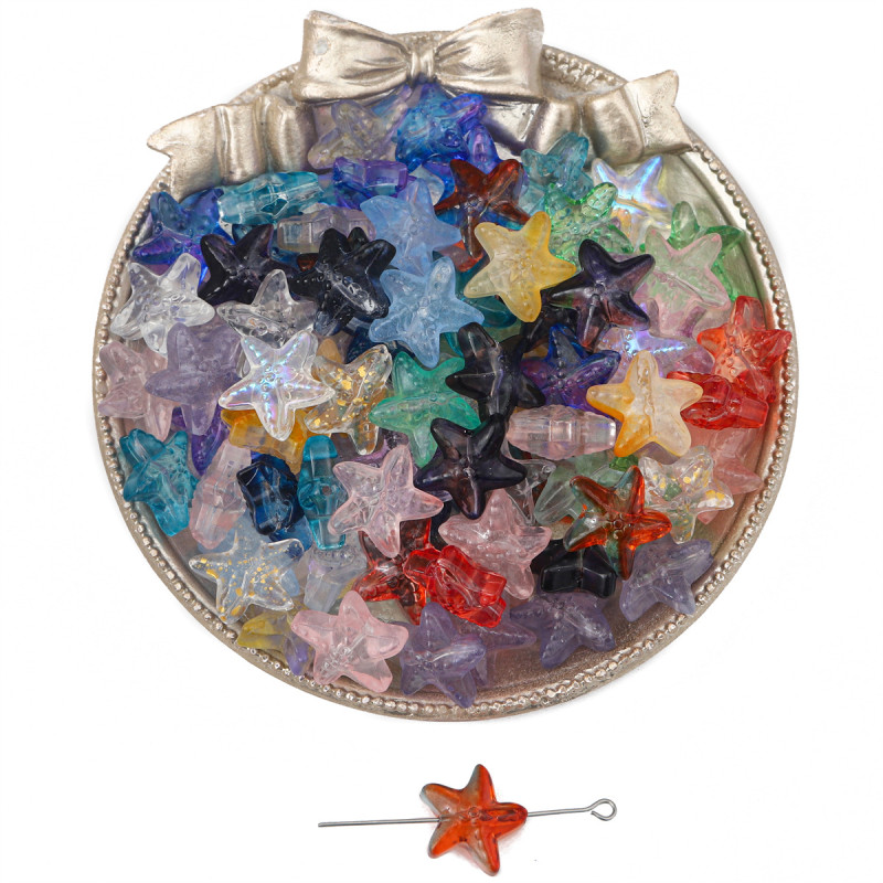 15x14mm Glass Starfish Bracelet Beads Handmade Diy Straight Hole Beaded Necklace Mobile