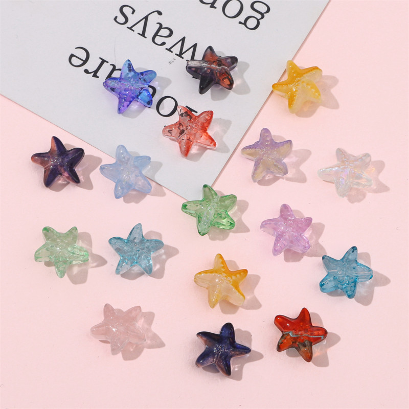 15x14mm Glass Starfish Bracelet Beads Handmade Diy Straight Hole Beaded Necklace Mobile