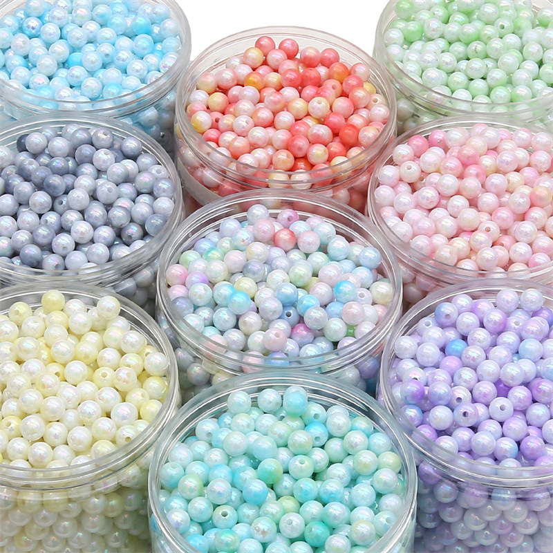 Acrylic Plated Color Ab Two-color Round Beads Loose Handmade Diy Beaded Necklace Bracelet