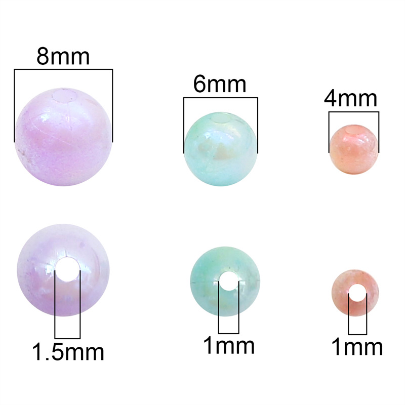 Acrylic Plated Color Ab Two-color Round Beads Loose Handmade Diy Beaded Necklace Bracelet
