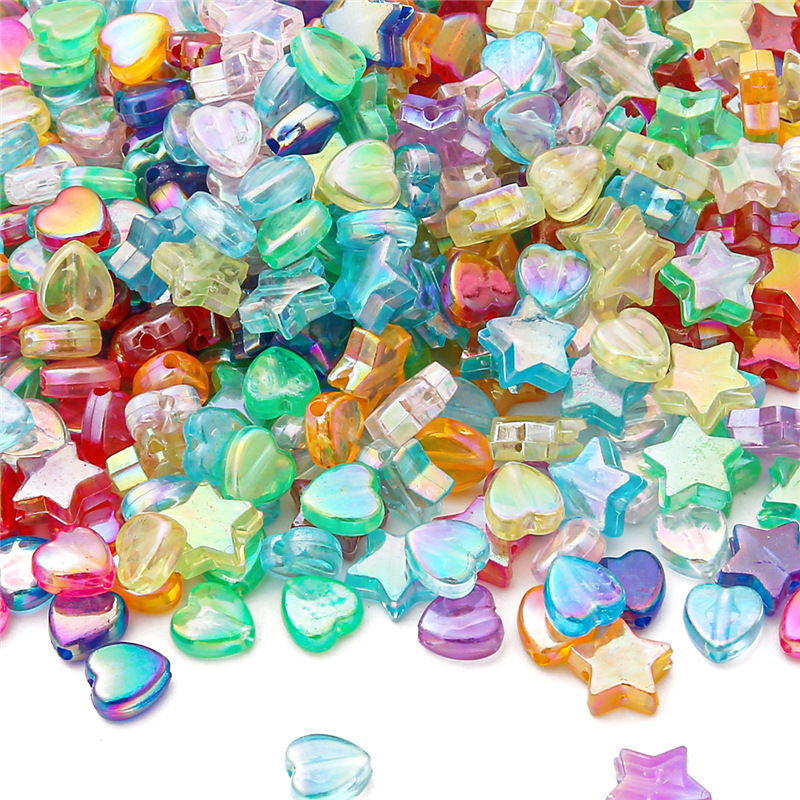 Handmade Beading Diy Accessories Transparent Color Plated Ab Five-pointed Stars Love