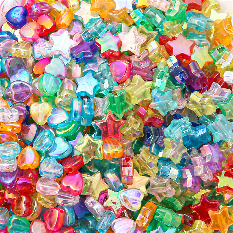 Handmade Beading Diy Accessories Transparent Color Plated Ab Five-pointed Stars Love