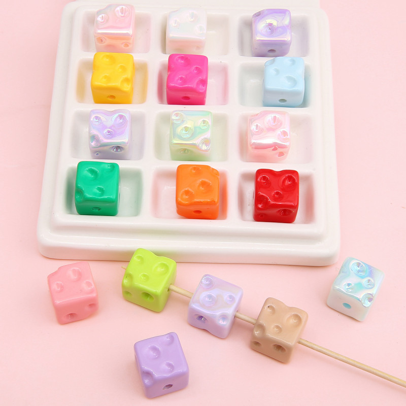 Acrylic Plated Mobile Phone Chain Beads Cheese Square Handmade Diy Bracelets Colorful