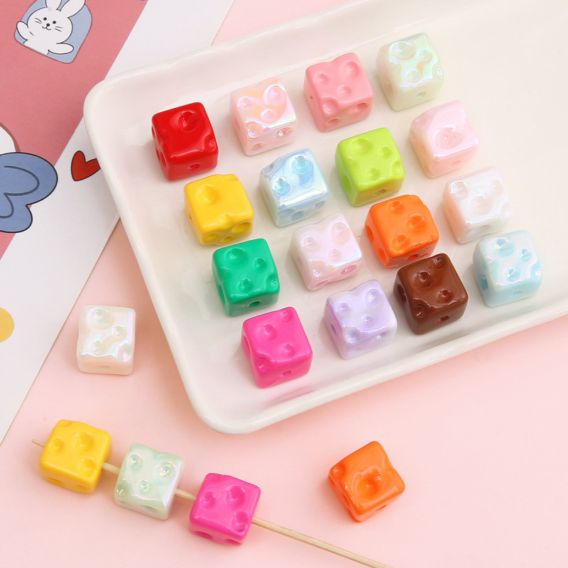 Acrylic Plated Mobile Phone Chain Beads Cheese Square Handmade Diy Bracelets Colorful