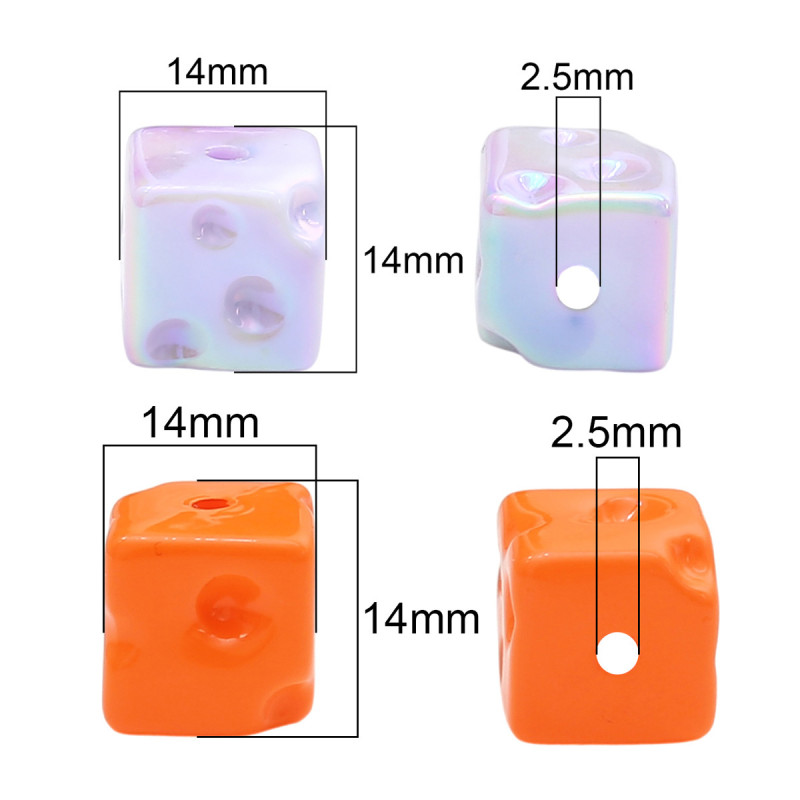 Acrylic Plated Mobile Phone Chain Beads Cheese Square Handmade Diy Bracelets Colorful