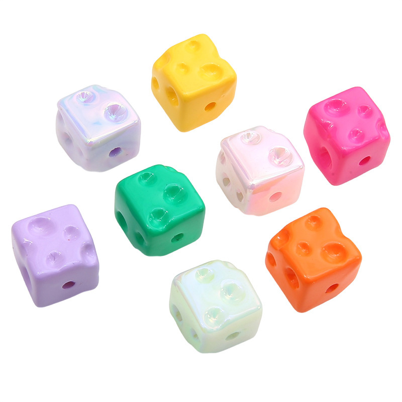 Acrylic Plated Mobile Phone Chain Beads Cheese Square Handmade Diy Bracelets Colorful